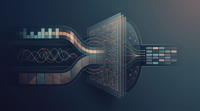 Ilustración editorial que muestra la fusión de amplitud, fase y polarización en una página de datos holográfica para un almacenamiento avanzado.