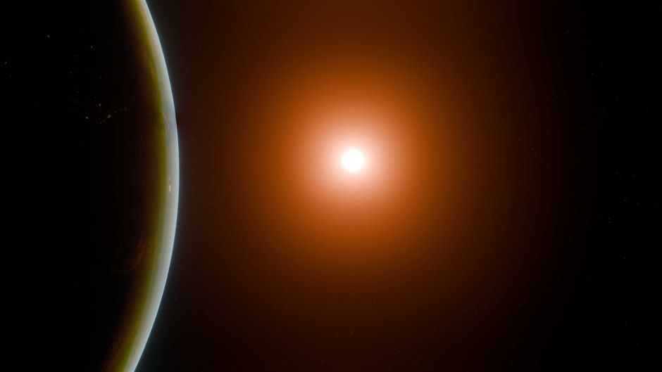 Una vista impactante del horizonte de la Tierra con un sol brillante en el espacio.