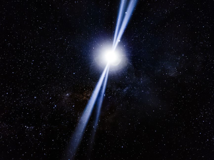 Impresionante escena cósmica con una luz brillante y estrellas, evocando maravilla y los misterios del universo.
