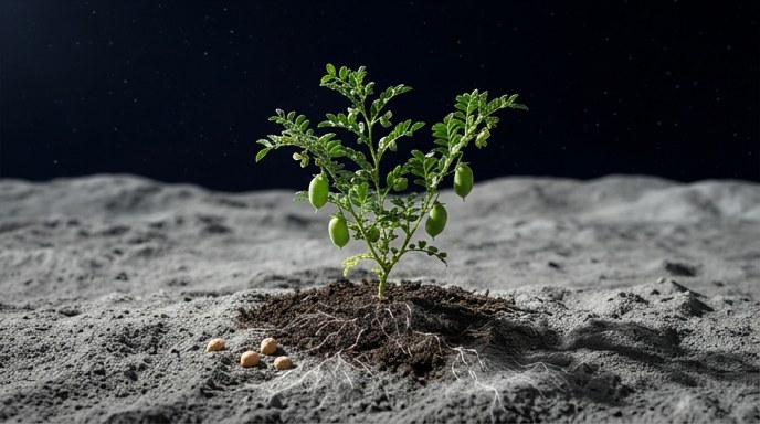 Cultivan garbanzos en polvo lunar simulado para misiones Artemis