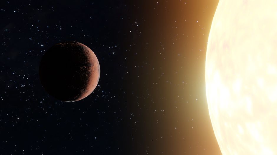 Una impresionante escena cósmica de un planeta silhouetado contra un sol brillante con estrellas en el espacio.