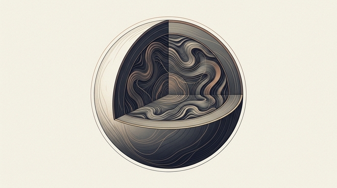 Ilustración de un corte transversal del Sol que revela ondas internas impulsadas por campos magnéticos.