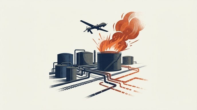 Drones incendian nodo clave de oleoducto ruso