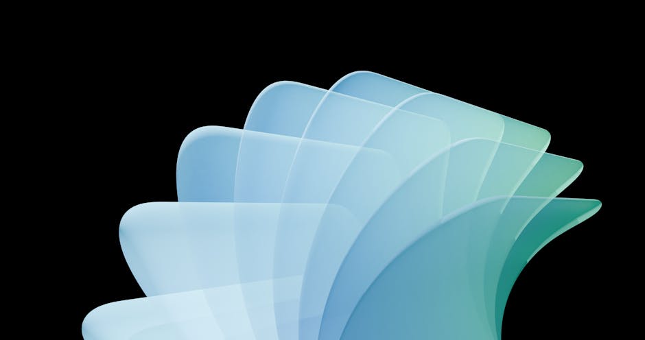 Diseño abstracto estilizado con formas orgánicas en azul y verde sobre fondo negro.