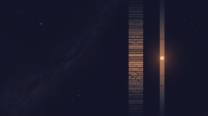 Ilustración de una estrella con un espectro de luz minimalista que muestra la ausencia de elementos pesados.