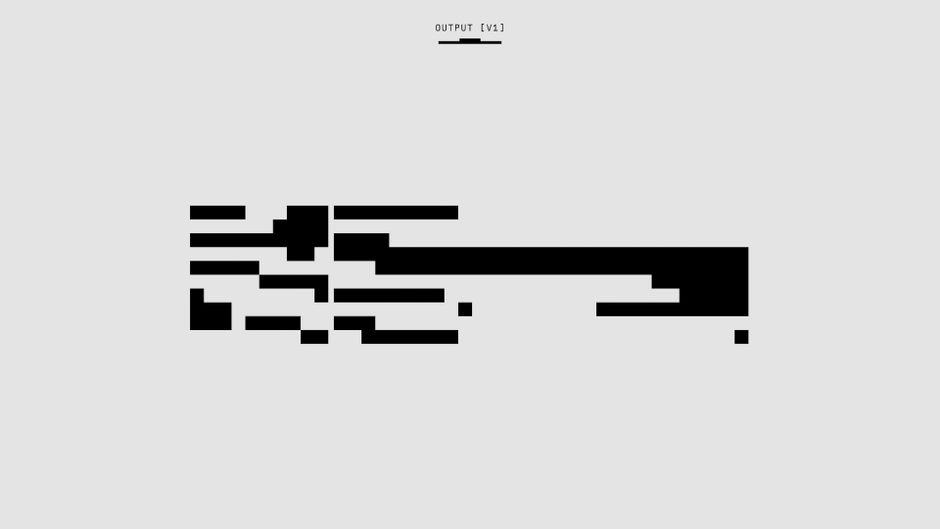Una pieza de arte gráfica abstracta minimalista en blanco y negro.