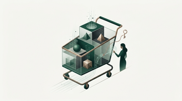 Un carrito de compras digital sofisticado que se integra de manera fluida con datos en tiempo real y la identidad de usuario.