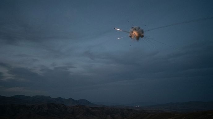 Intercepción de un misil iraní por sistemas de la OTAN sobre Turquía.