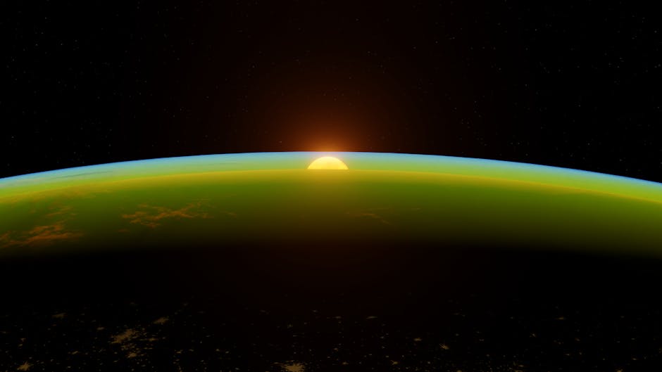 Espectacular vista del amanecer sobre el horizonte de la Tierra, mostrando colores brillantes y un vasto espacio.