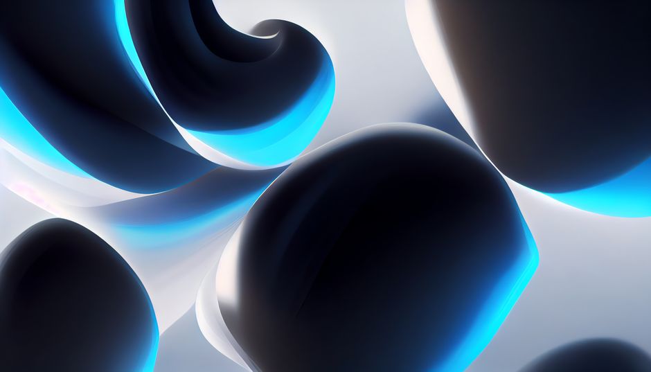 Imagen abstracta dinámica con olas fluidas en un llamativo gradiente azul.