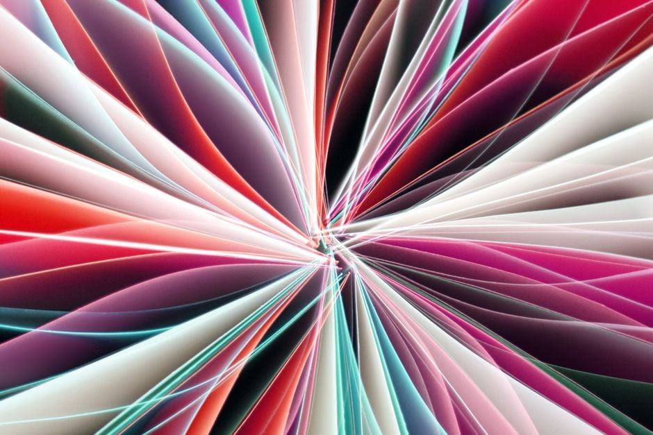 Diseño abstracto vibrante con formas geométricas y contrastes de color dinámicos.