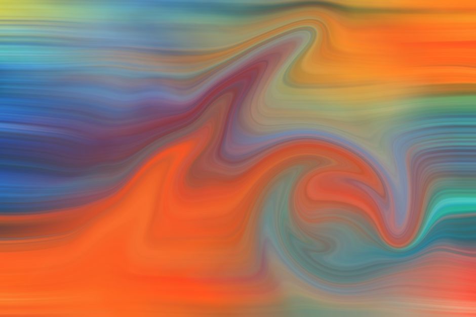 Cuadro Abstracto Naranja Y Verde Azulado
