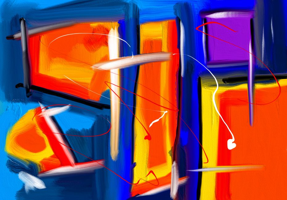 Una obra de arte abstracta vibrante con colores audaces y líneas dinámicas, mostrando el estilo de arte moderno.