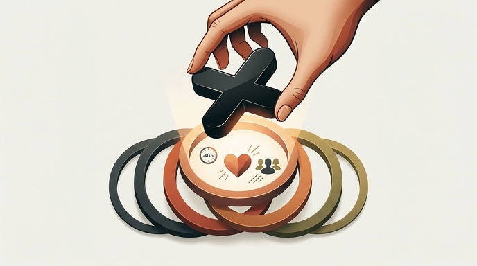 Ilustración de una mano colocando un símbolo 'más' sobre iconos de historias de Instagram para representar el nuevo nivel 'Plus' de Meta.