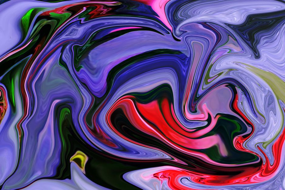 Arte abstracto dinámico con colores en espiral y movimiento vibrante.