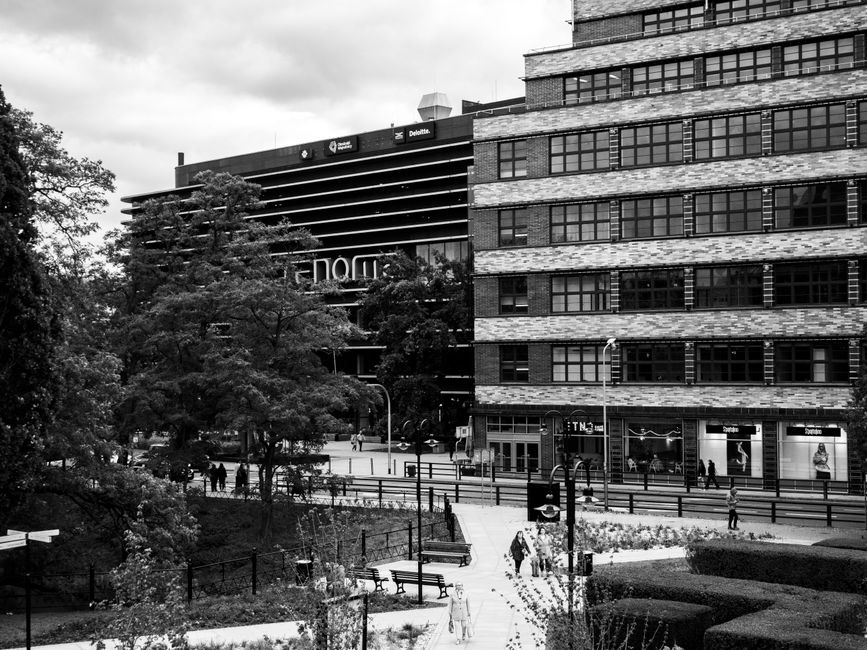 Paisaje Urbano En Blanco Y Negro Con Edificios Modernos