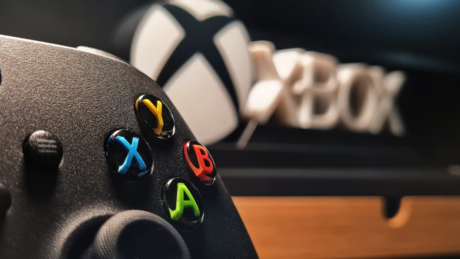 Primer Plano Del Controlador Xbox En La Configuración De Juego