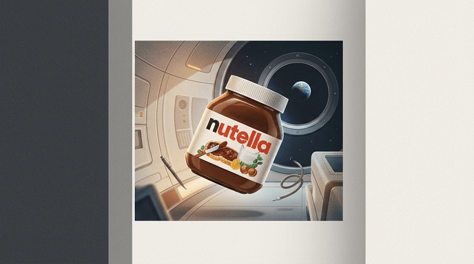 Un frasco de Nutella flotando ingrávido en la cabina de la nave Orion durante la misión Artemis II de la NASA.