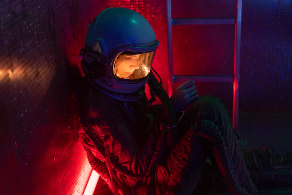 Hombre De Chaqueta Azul Con Casco Negro