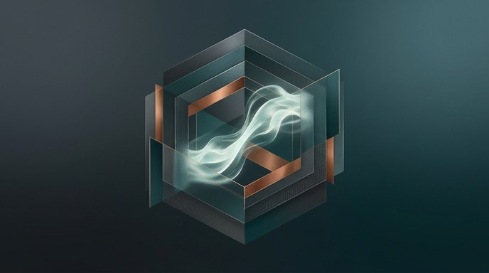 Ilustración de una estructura hexagonal que contiene y estabiliza una onda de energía, representando el control empresarial de IA.