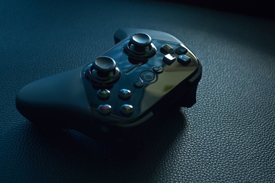 Controlador De Juego Inalámbrico Negro Sobre Cuero Negro