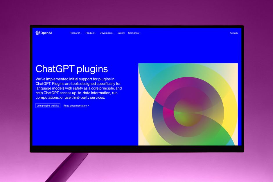 Una pantalla contemporánea mostrando la interfaz de plugins de ChatGPT de OpenAI, destacando los avances en tecnología de IA.