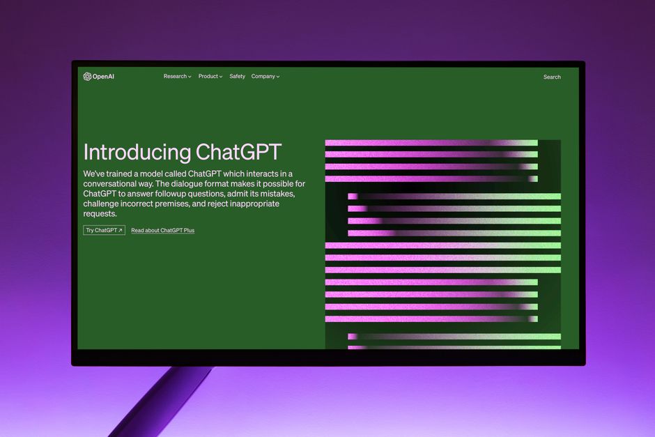 Una elegante pantalla digital que muestra la introducción de ChatGPT con colores vibrantes.