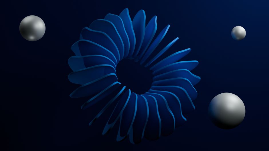 Diseño Abstracto En 3 D Con Curvas Y Esferas Azules