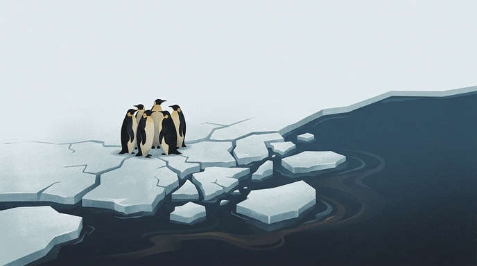 Pingüino emperador en peligro de extinción por deshielo