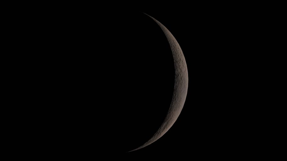 Vista detallada de una luna creciente contra un fondo negro del espacio, perfecta para entusiastas de la astronomía.