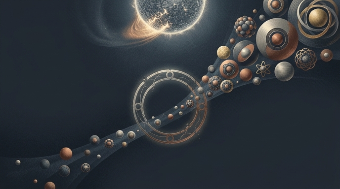 Ilustración de estrellas de neutrones y el proceso de nucleosíntesis.