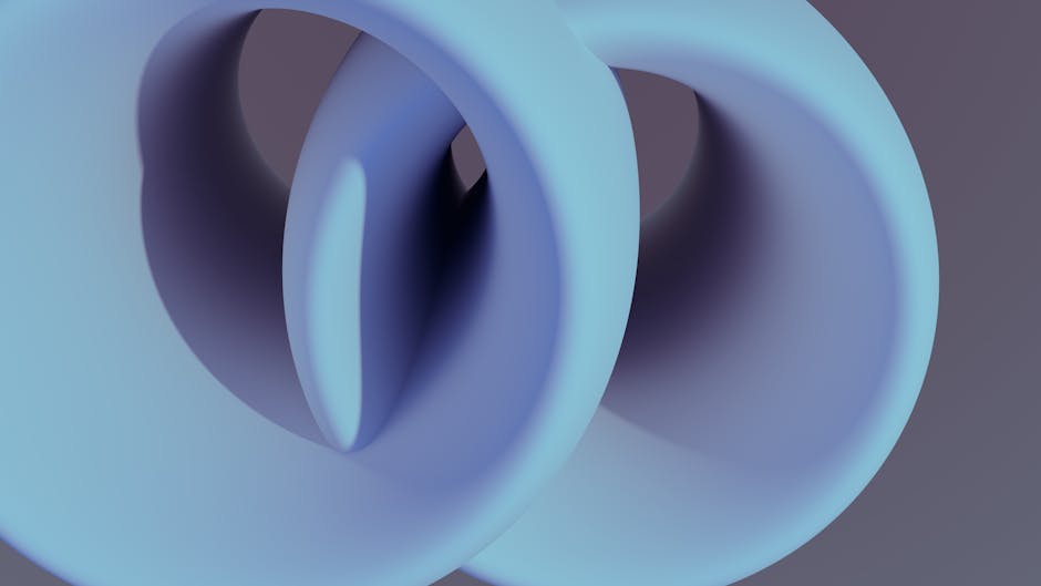 Una cautivadora representación abstracta en 3D que presenta formas suaves y entrelazadas en tonos azules suaves.