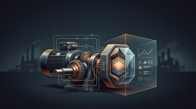 Análisis de datos de un motor industrial en sitio sin conexión a la nube.