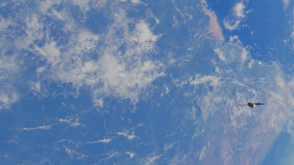 Una vista impresionante de la Tierra con un satélite volando sobre ella. Ideal para los amantes del espacio.