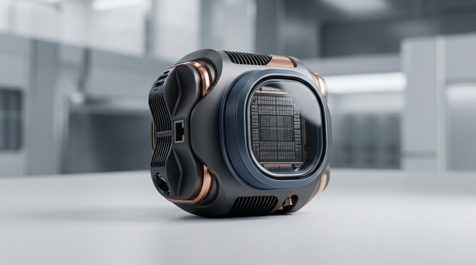 Un dispositivo de computación de borde industrial premium que fusiona tecnología 5G y IA de manera elegante y minimalista.