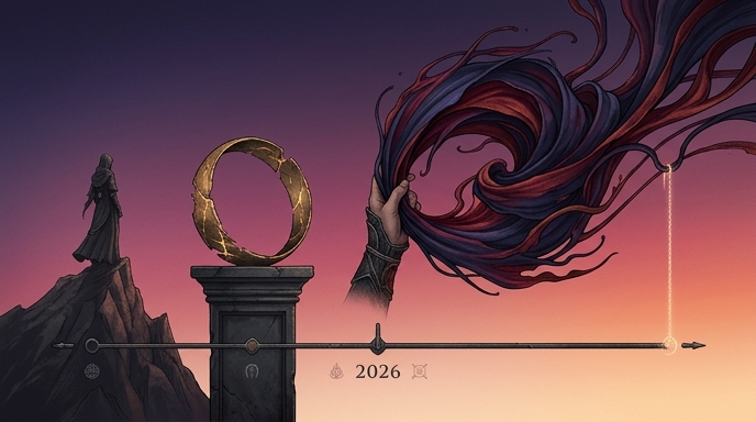 Un primer plano de tres formas escultóricas que representan los juegos de FromSoftware hacia 2026. *The Duskbloods* es el más retrasado.