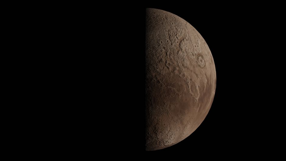 Una imagen impactante de una luna creciente que muestra texturas de superficie detalladas sobre un fondo negro.